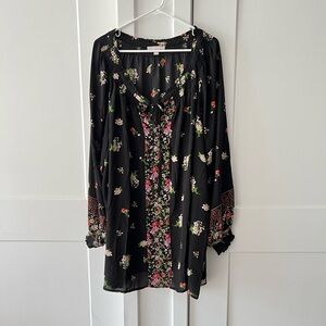 Woman Within Black Floral Long Sleeve Tunic Sz 5X